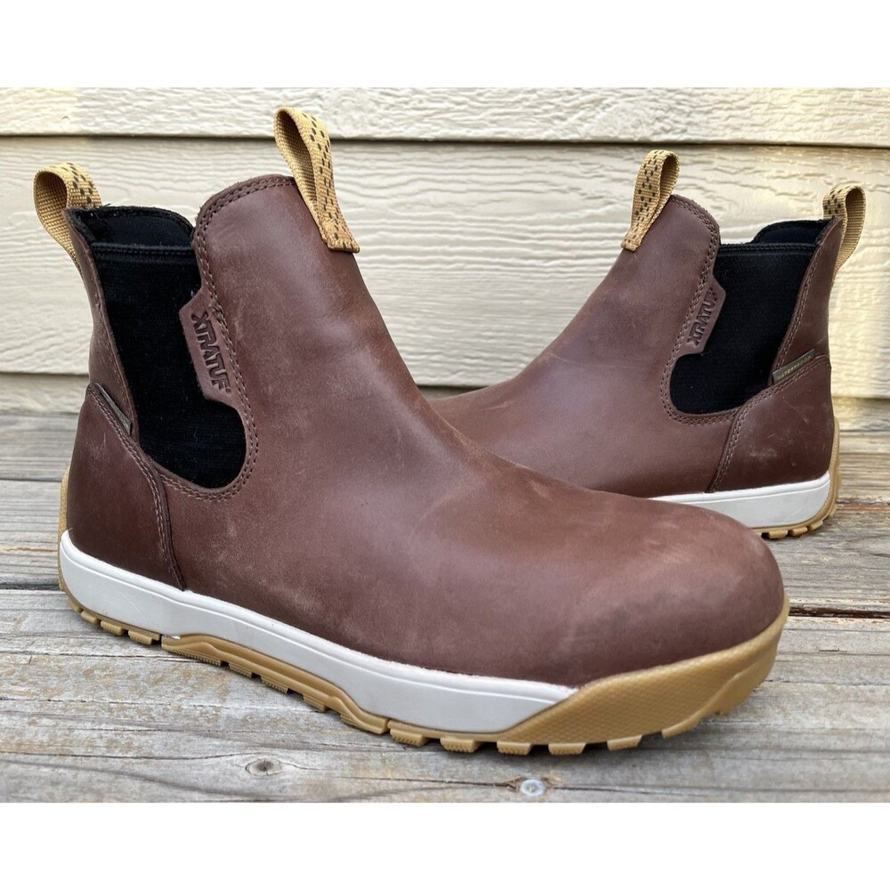 Xtratuf Men’s size 9M 6" Leather Ankle Deck Boots Waterproof Earth Brown